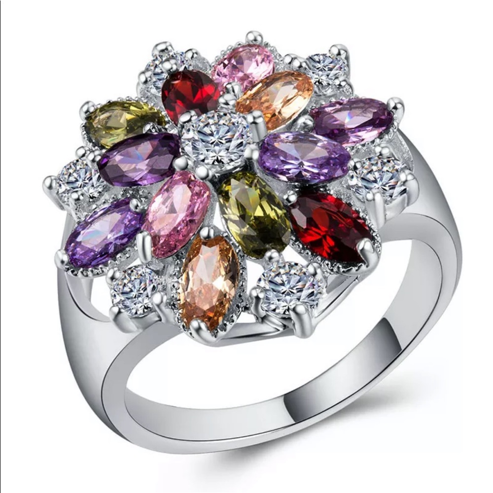 Multi color engagement birthstone ring - Picture 2 of 4